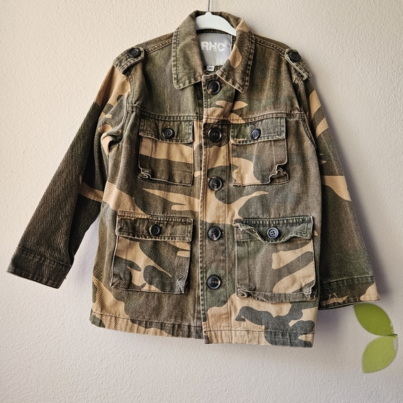 Vintage 1980s Distressed Camouflage Chore Kids Jacket - Picture 1 of 6